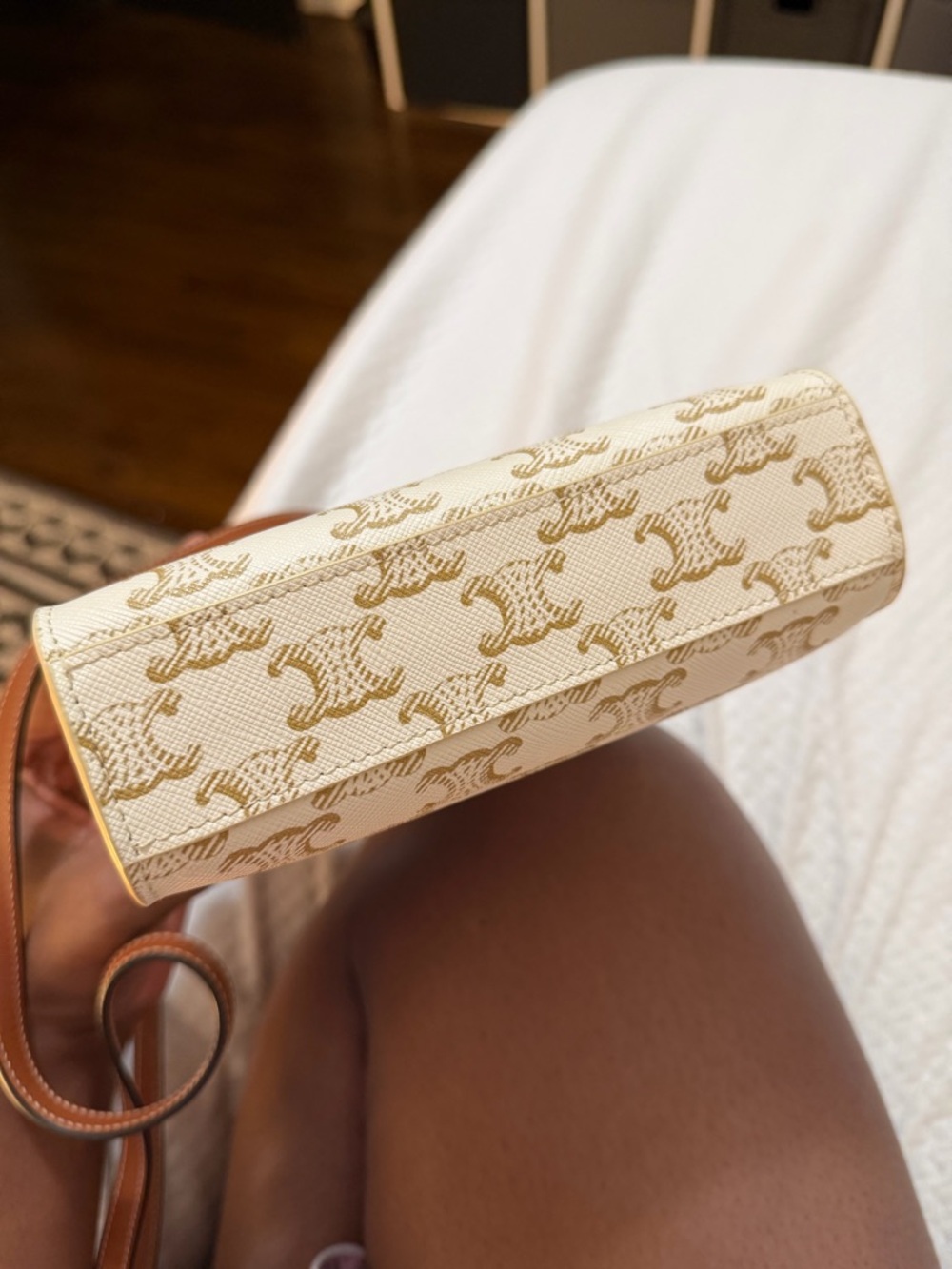 Celine Cream Canvas Mini Bag with Brown Leather Trim - Picture 4 of 5